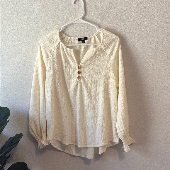 Frye Tops - Frye Ivory Button-Accent peasant Blouse